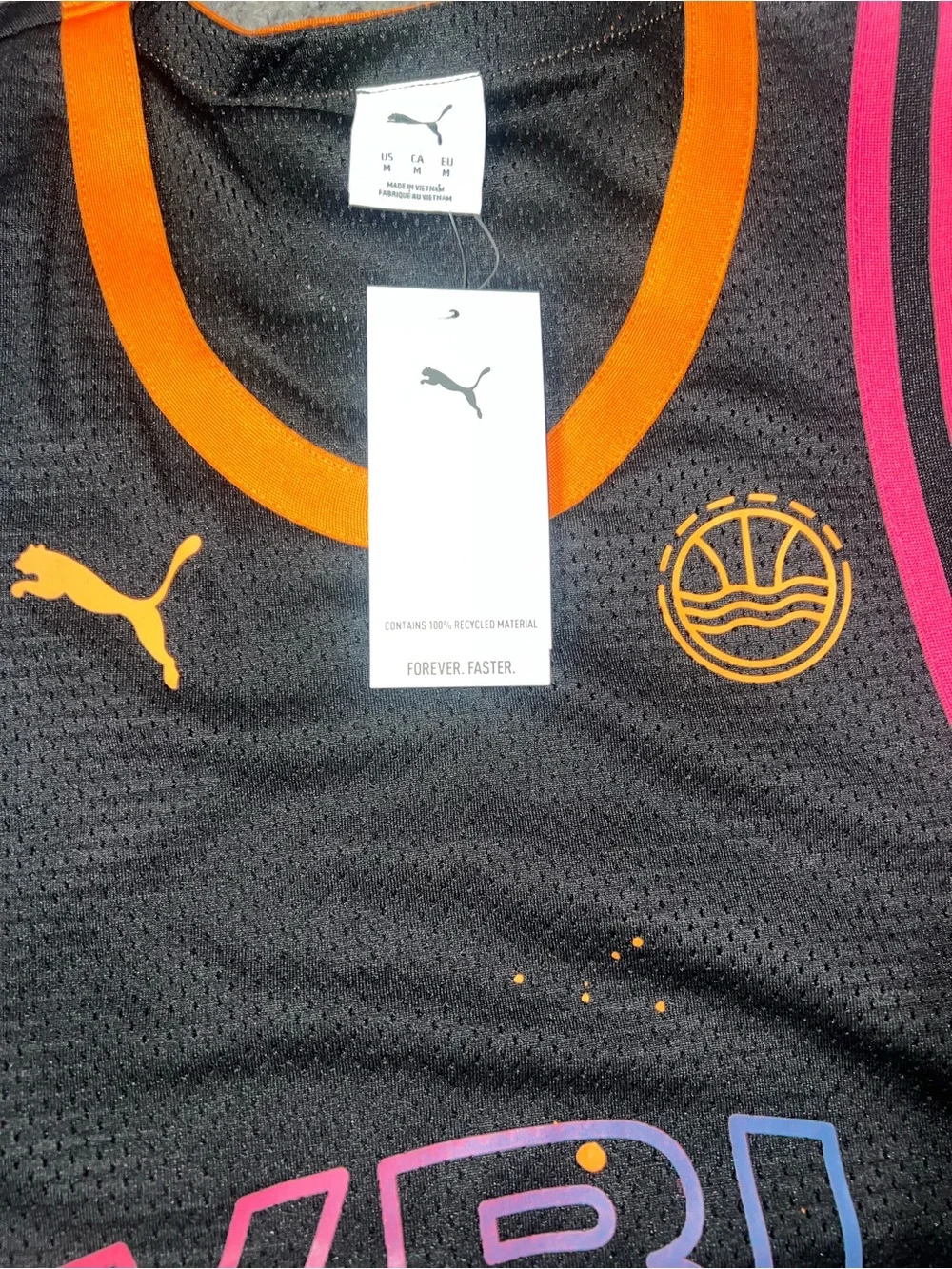 Puma Black Basketball Jersey with Orange Trim - Picture 5 of 9